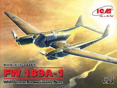 ICM WWII German Fw189A1 Recon Aircraft (New Tool) Plastic Model Airplane Kit 1/72 Scale #72291