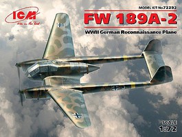 ICM WWII German Fw189A2 Recon Aircraft Plastic Model Airplane Kit 1/72 Scale #72292