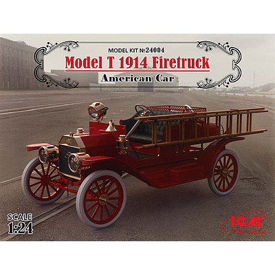ICM Model T 1914 Firetruck American Car Plastic Model Car Kit 1/24 Scale #24004