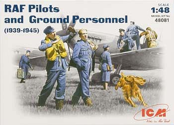 ICM WWII RAF Pilots & Ground Personnel (Re-Issue) Plastic Model Military Figure Kit 1/48 #48081