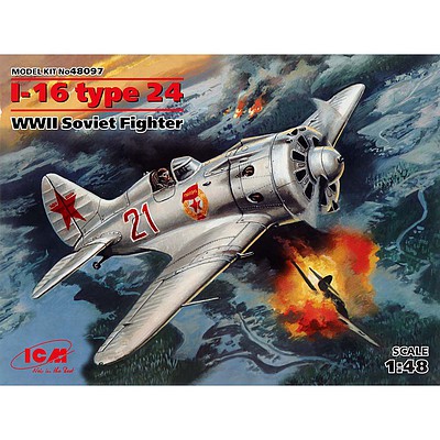 ICM I-16 Type 24 WWII Soviet Fighter Plastic Model Airplane Kit 1/48 Scale #48097