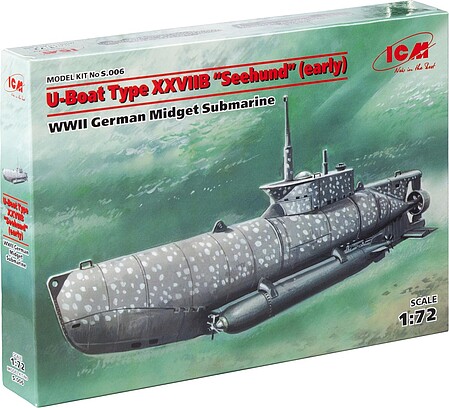 ICM U-Boat Type XXVIIB Seehund WWII Midget Sub Plastic Model Submarine Kit 1/72 Scale #s006