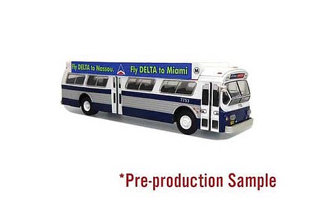 Iconic-Replicas 1980 GM Flxible 53102 (Fishbowl) Bus - Assembled New York City MTA (silver, white, blue, Bat Wing)