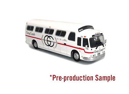 Iconic-Replicas 1966 GM 4107 Motorcoach Bus - Assembled Gray Coach (Pearson Airport, white, red, black)