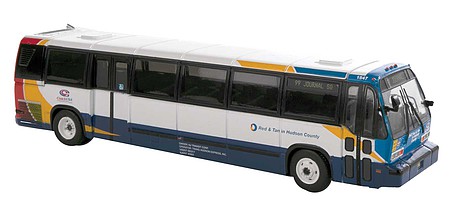 Iconic-Replicas 1987-1994 TMC RTS Transit Bus - Assembled Hudson County (white, red, tan, blue)