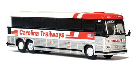 Iconic-Replicas 1984 MCI MC-9 Motorcoach Bus - Assembled Carolina Trailways (silver, white, red)