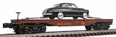 Industrail-Rail Flat Car w/Auto 3Rl MILW - O-Scale