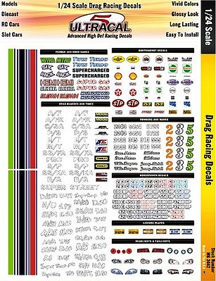 Slot Car Stickers Peel and Stick  suit 1/24th Hotrods Stockers & GT's 