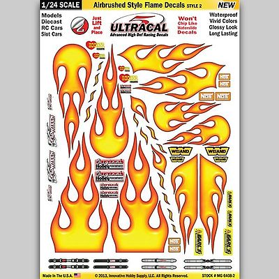 Innovative 1/24 UltraCal Hi-Def Peel & Stick Decals- Airbrushed Styled Flames Slot Car Decal #64082