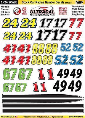 Innovative 1/24 Peel & Stick Decals- Stock Car Racing Number Yellow/Black/Red/Green Slot Car Decal #64402