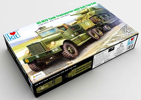 ILOVEKIT US M19 Tank Transporter (Soft Top Cab) Plastic Model Military Vehicle Kit 1/35 Scale #63502