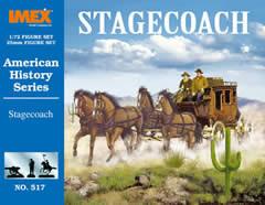Imex Stagecoach with Horses and Figures Set Western Plastic Model Kit 1/72 Scale #517