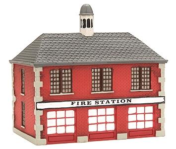 Imex Firehouse Assembled Perma-Scene N Scale Model Railroad Building #6305