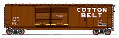 Intermountain 50 PS-1 Double-Door Boxcar Cotton Belt SSW HO Scale Model Train Freight Car #45621