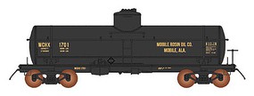 Intermountain ACF Type 27 Riveted 8000-Gallon Tank Car Ready to Run Mobile Rosin Oil Co. (black, yellow) Intermountain ACF Type 27 Riveted 8000-Gallon Tank Car Ready to Run Mobile Rosin Oil Co. (black, yellow)