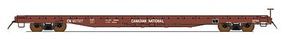 60' Wood-Deck Flatcar Canadian National (Boxcar Red) HO Scale Model Train Freight Car #46421