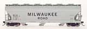 4650 Cubic Foot 3-Bay Covered Hopper Milwaukee Road HO Scale Model Train Freight Car #47042