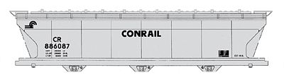 Intermountain ACF 4650 Cubic Foot 3-Bay Covered Hopper Conrail HO Scale Model Train Freight Car #47076