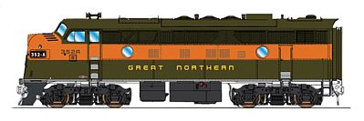 Intermountain EMD F3A - Standard DC - Great Northern HO Scale Model Train Diesel Locomotive #49106