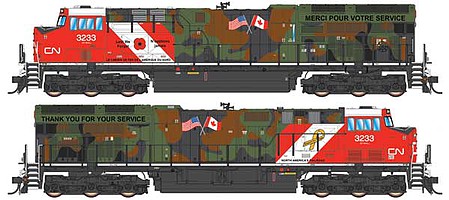 Intermountain GE ET44C4 Tier 4 - Standard DC Canadian National (Veterans Commemorative, camouflage, red, white)