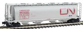59' 4-Bay Cylindrical Covered Hopper w/Round Hatches - Ready to Run Canadian National (gray, red, Large Noodle Logo) - N-Scale