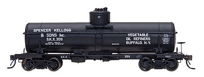 Intermountain ACF Type 27 Riveted 8000-Gallon Tank Car - Ready to Run Spencer Kellogg & Sons, Inc. (black w/white lettering) - N-Scale
