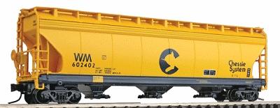 Intermountain ACF 4650 Cubic Foot Center Flow 3-Bay Hopper - Assembled Chessie System WM (bright yellow w/blue Markings) - N-Scale