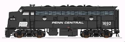 Intermountain EMD F7A Standard DC Penn Central (black, white) N Scale Model Train Diesel Locomotive #69282