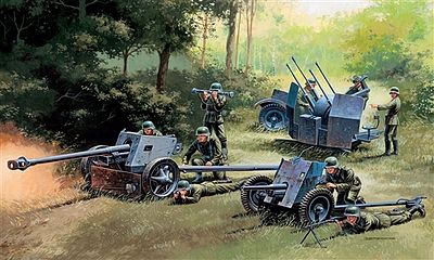 Italeri German Gun Set Pak 37, Pak 40, Flak 38 Plastic Model Military Diorama Kit 1/72 Scale #07026