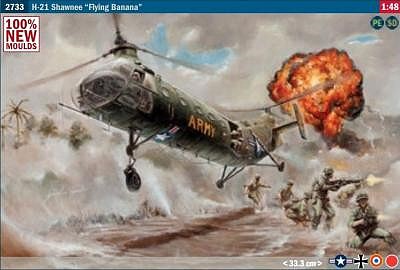 Italeri H-21 Shawnee Flying Banana Plastic Model Helicopter Kit 1/48 Scale #2733s