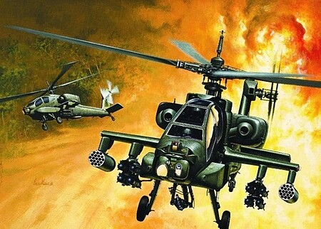 Italeri AH64 Apache Plastic Model Helicopter Kit 1/72 Scale #550159