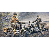 Italeri US Motorcycles WWII Normandy Plastic Model Motorcycle Kit 1/35 Scale #550322