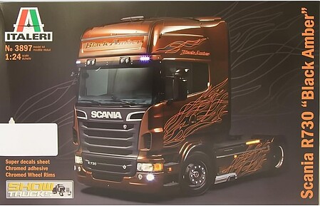 Italeri Scania R Black Amber Plastic Model Truck Kit 1/24 Scale #553897