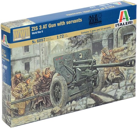 Italeri WWII Russian ZIS 3 Anti-Tank Gun w/12 Crew Plastic Model Military Figure Kit 1/72 #556097