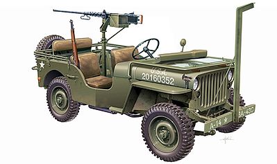 Italeri 1/4-Ton 4x4 Willys Jeep Plastic Model Military Vehicle Kit 1/24 Scale #556351