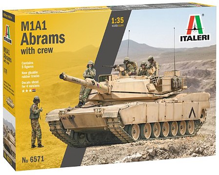 Italeri 1/35 M1A1 Abrams US Tank w/Tankers Plastic Model Military Vehicle Kit 1/35 Scale #556571