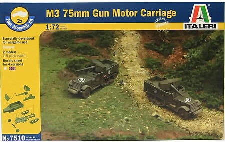 Italeri M3 75mm Half Track Plastic Model Military Vehicle Kit 1/72 Scale #557510