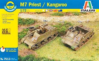 Model Kit  Scala 1:72 2 Pcs M7 Priest 105mm / Kangaroo Italeri 7513 Fast Assembly 