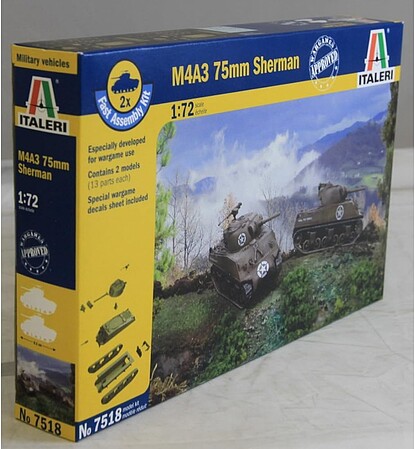 Italeri Sherman M4 A3 Plastic Model Military Vehicle Kit 1/72 Scale #557518