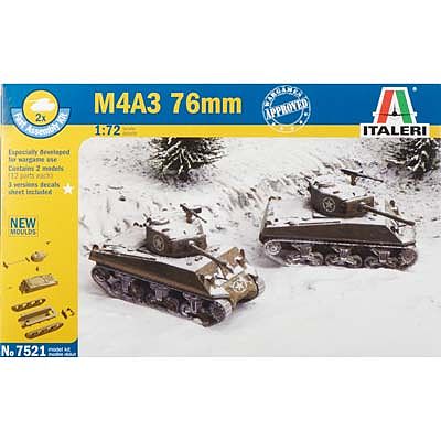 Italeri WWII US M4A3 76mm Tank Plastic Model Military Vehicle Kit 1/72 Scale #7521s