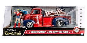 Jada-Toys 1/24 1952 Chevy COE Pickup Truck w/Wonder Woman Figure Jada-Toys 1/24 1952 Chevy COE Pickup Truck w/Wonder Woman Figure