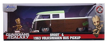 Jada Toys Marvel Groot & 1963 Volkswagen Bus Pickup Car
