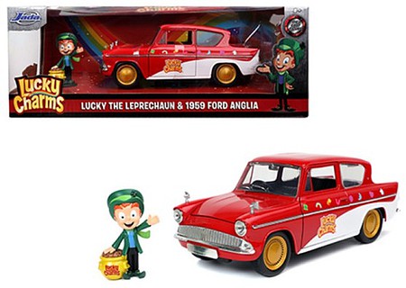 Jada-Toys 1/24 General Mills Lucky Charms 1959 Ford Anglia w/Leprechaun Figure
