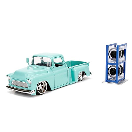 Jada-Toys 1/24 1955 Chevy Stepside Pickup Truck w/Extra Tires & Rack