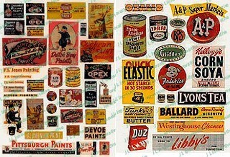 JL Paint and Consumer Signs 1940s &1950s Model Trackside Accessories HO Scale #178