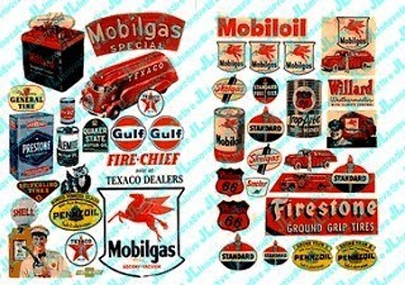 JL Gas Station & Oil Posters 1940s and 1950s Model Railroad Billboards HO Scale #184