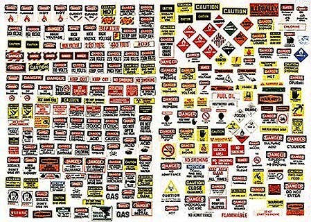 JL Danger Warning Signs Model Railroad Billboards HO Scale #196