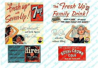 JL Vintage Soft Drink Billboards 1930s to 1960s Model Railroad Signs HO Scale #198