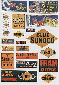 JL Vintage Gas Station Signs Sunoco Model Railroad Billboard HO Scale #237