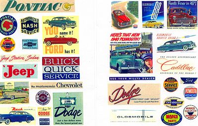 JL Vintage Auto Posters/Signs 1940s to 1950s Model Railroad Billboard HO Scale #247